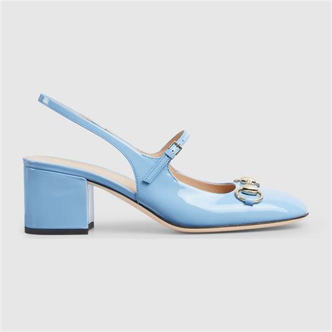 gucci horsebit-heel patent leather pump|Women's Horsebit pump in light blue patent leather .